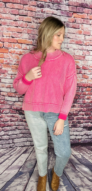 Bold Fuchsia Striped Sweater