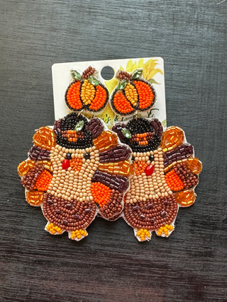 Pumpkin Turkey Earrings